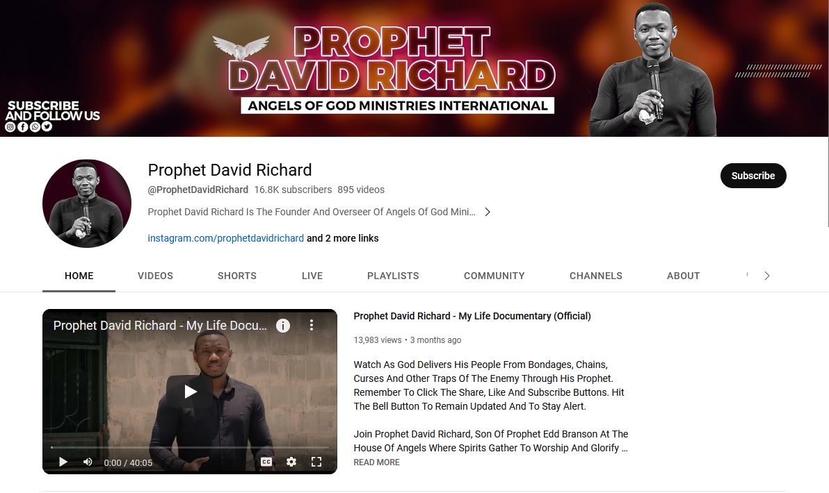 Follow and Subscribe to Prophet David Richard