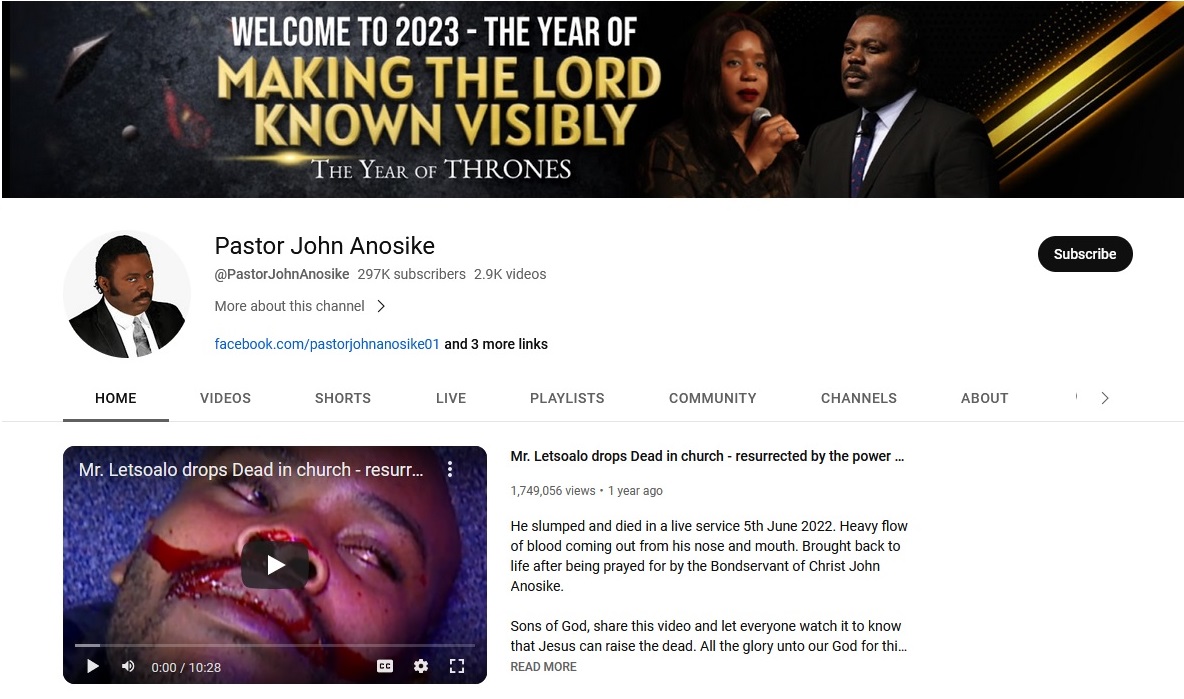Follow and Subscribe to Pastor John Anosike